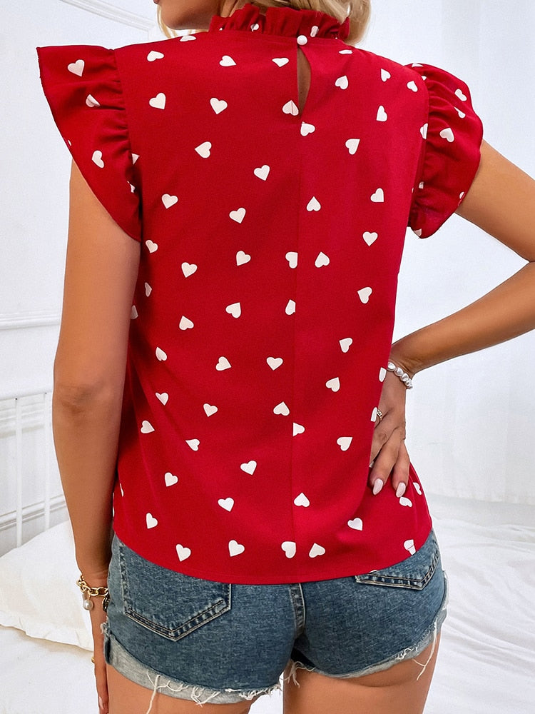 Mia Heart Print Summer Blouse