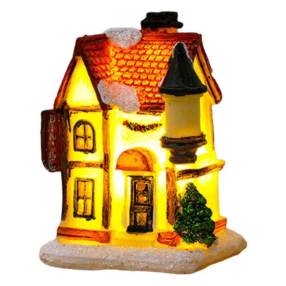 Illuminated holiday village house