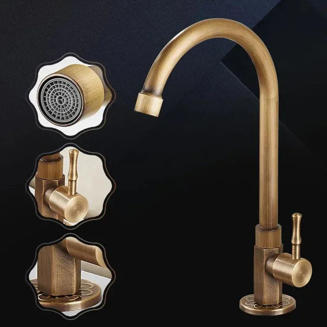 SwanFlow - Antique Kitchen Faucet with Elegant Swan Neck Design