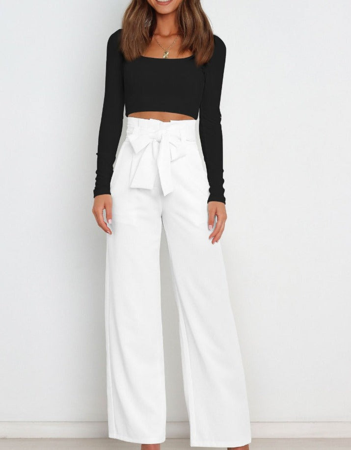 Rose | Tie Ribbon Front Trousers for Women