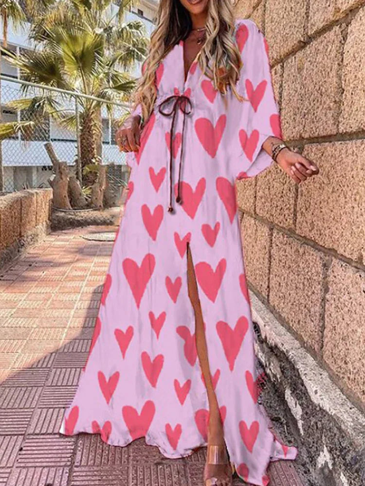 Selene - Elegant Printed Beach Cover-Up Dress