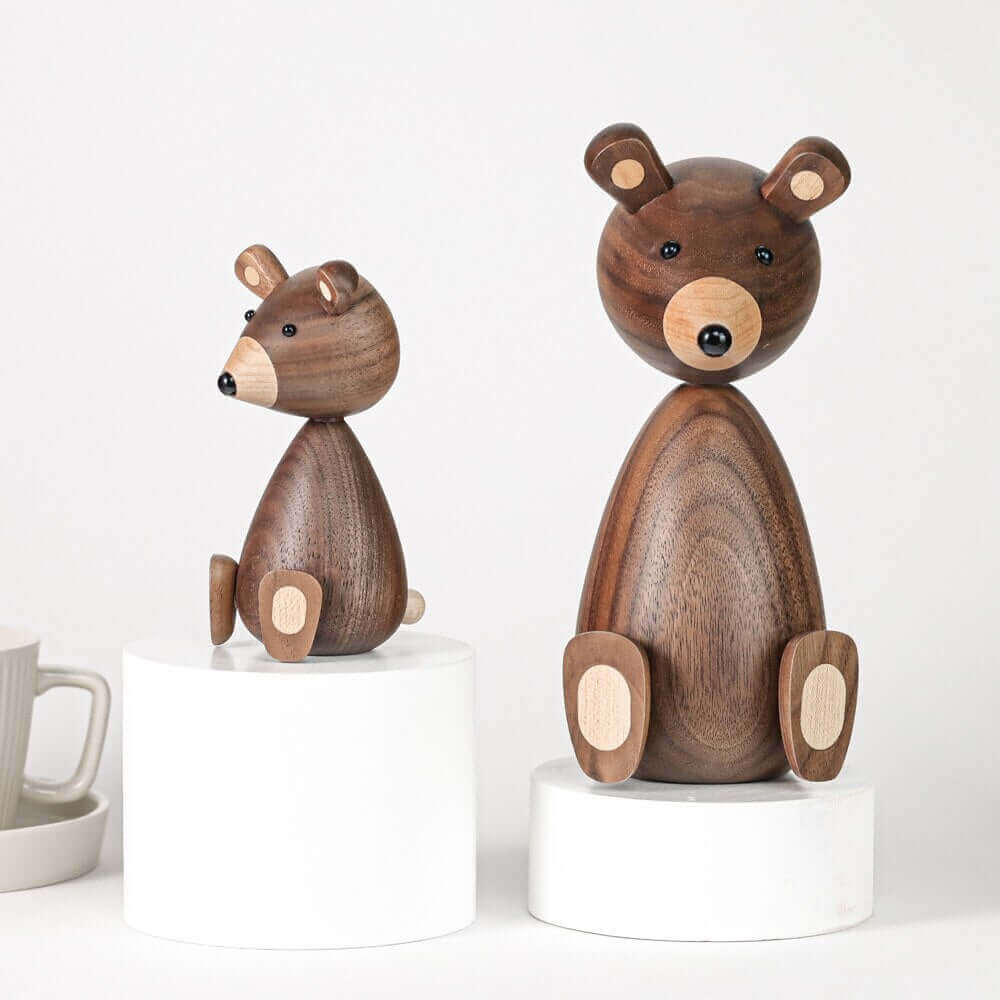 WoodlandWhimsy – Legend Bear Wooden Figure with Minimalist Charm