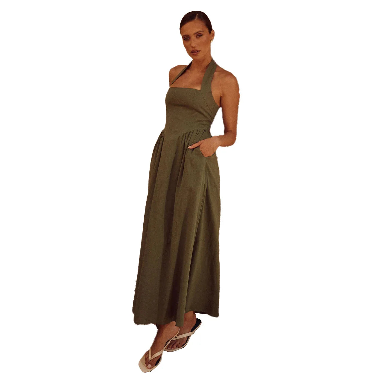 Pernilla – Elegant Maxi Dress with Halterneck Cutout