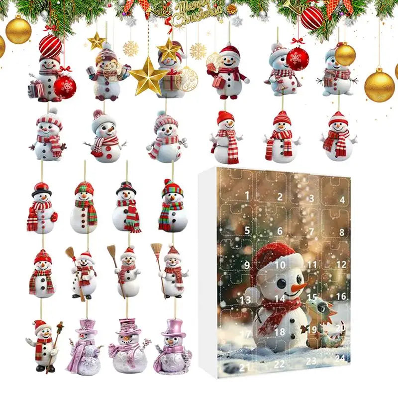 Advent Calendar 2024 Flat Acrylic Snowman Christmas Countdown