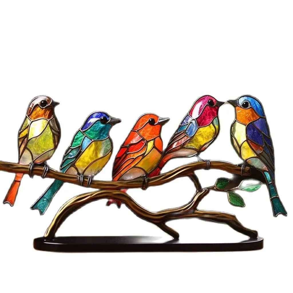 ElegantAviary | Colorful birds on branch desk ornaments