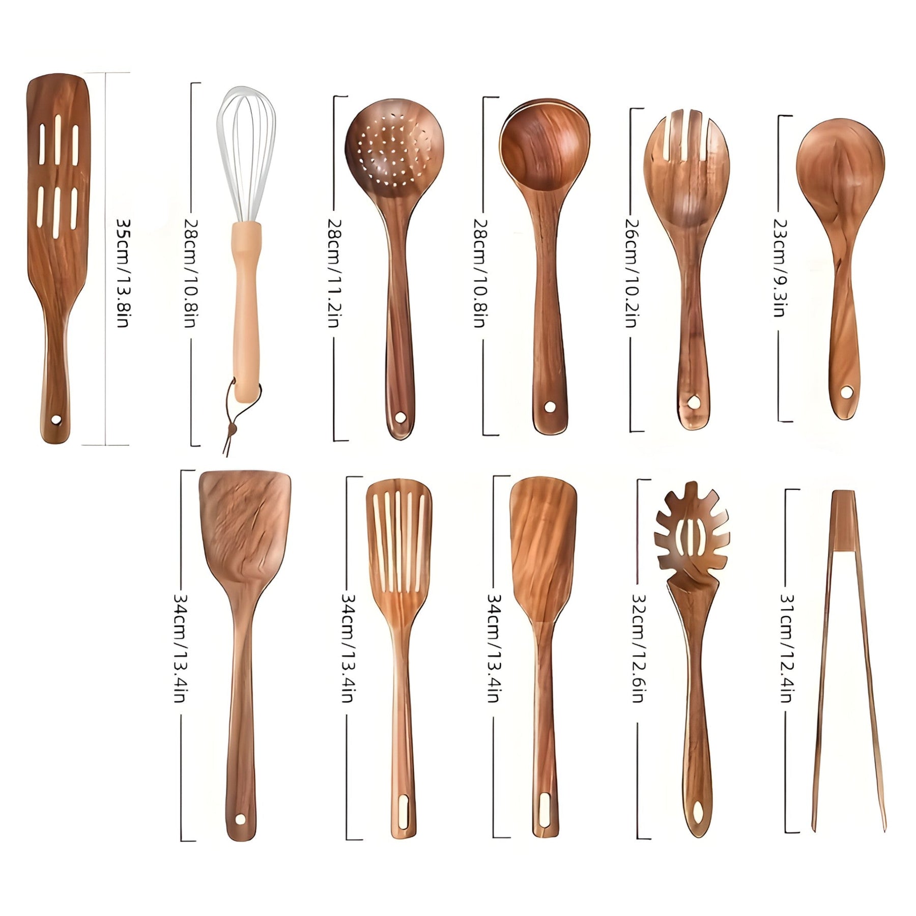 EcoWood wooden kitchen utensil set with 11 pieces