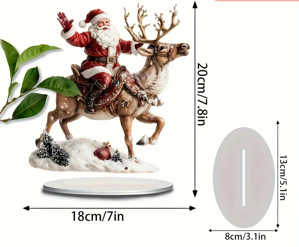 Santa Claus riding reindeer figurine