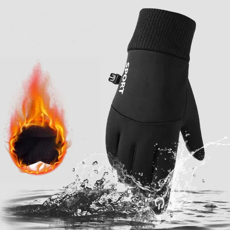 Touchscreen fleece gloves for winter use - waterproof and windproof for cycling, running, and skiing.