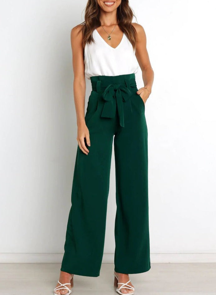 Rose | Tie Ribbon Front Trousers for Women