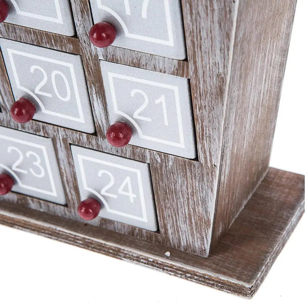 Wooden Advent Calendar With 25 Storage Drawers Christmas House Shaped