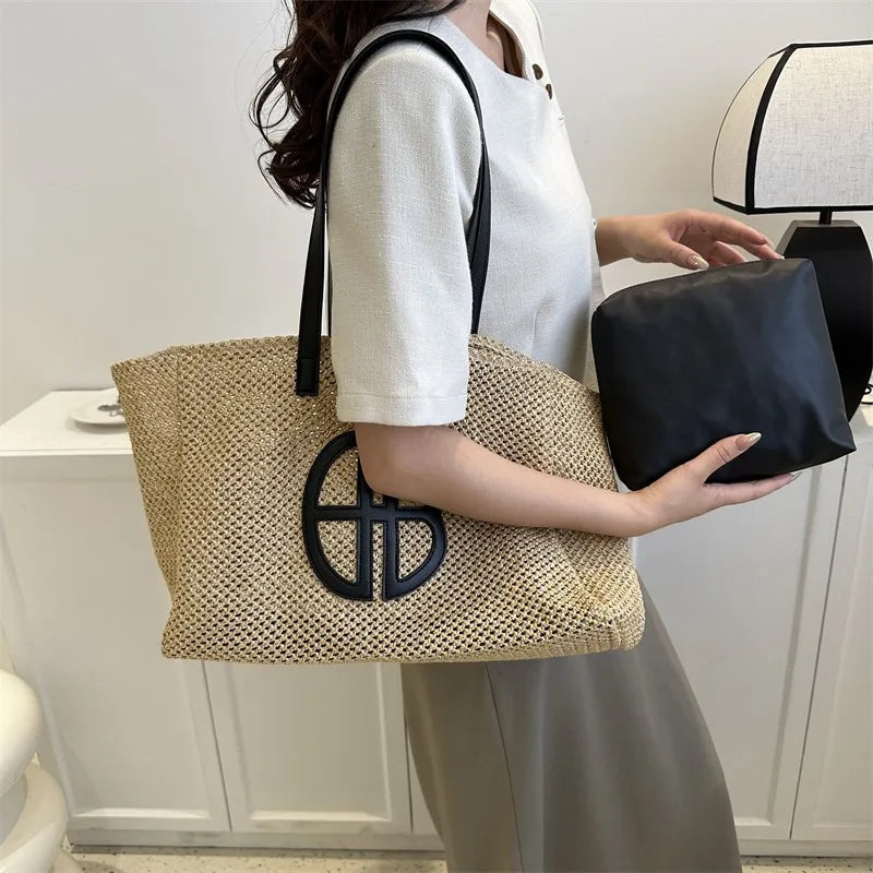 Straw Hollow Designer Casual Beach Bag