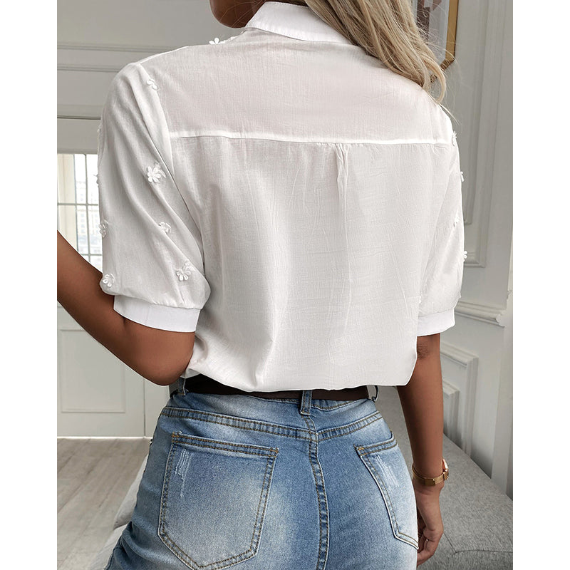 Amelia Elegant Short-Sleeve Blouse