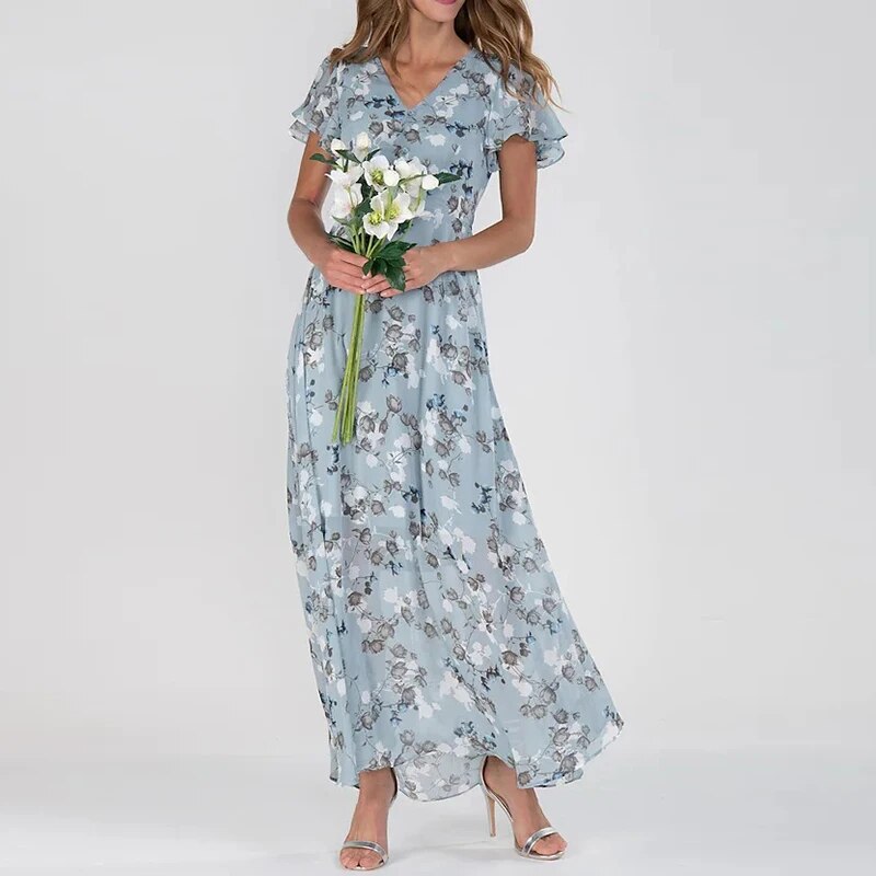 Sofie – Long Summer Dress with Flower Pattern
