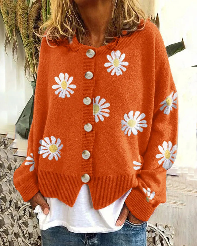 Alice | Floral Patterned Sweater with Buttons