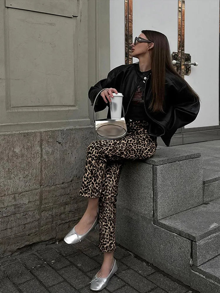 Leila -  Leopard print jeans