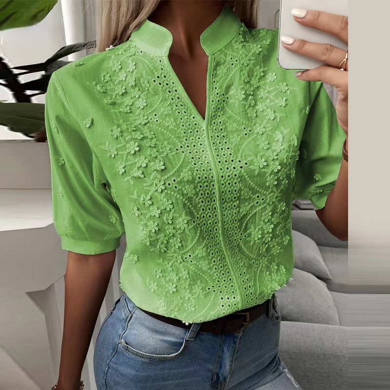 Amelia Elegant Short-Sleeve Blouse