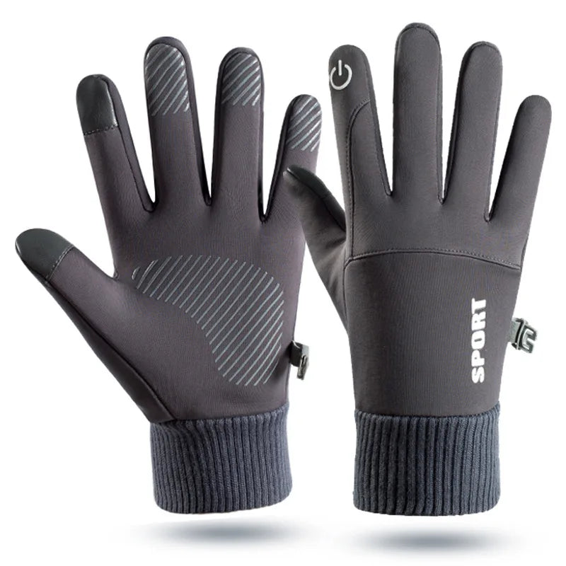 Touchscreen fleece gloves for winter use - waterproof and windproof for cycling, running, and skiing.