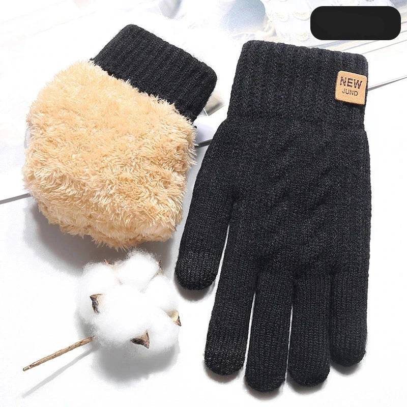 Thermal wool gloves with touchscreen - winter driving gloves