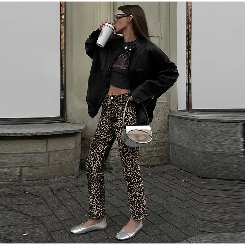 Leila -  Leopard print jeans