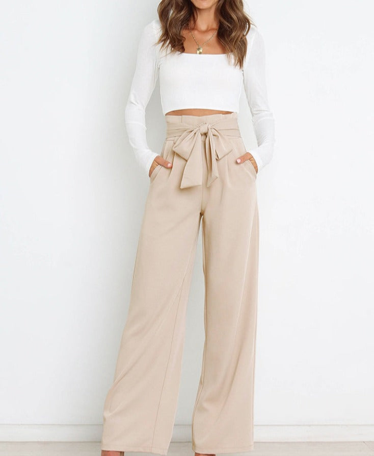 Rose | Tie Ribbon Front Trousers for Women