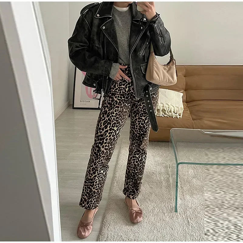 Leila -  Leopard print jeans