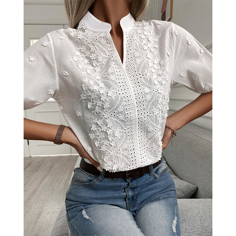 Amelia Elegant Short-Sleeve Blouse