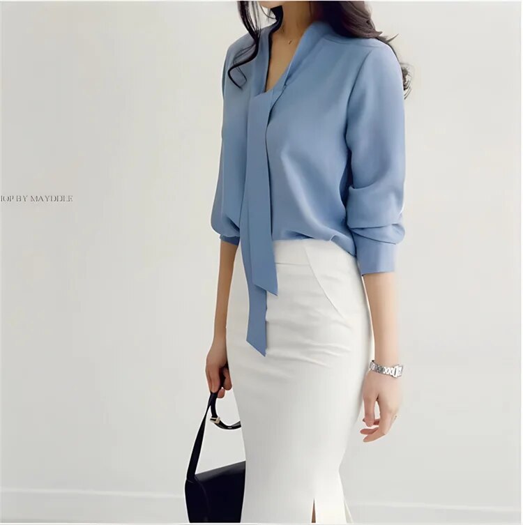 Grace Long-Sleeve Tie Blouse