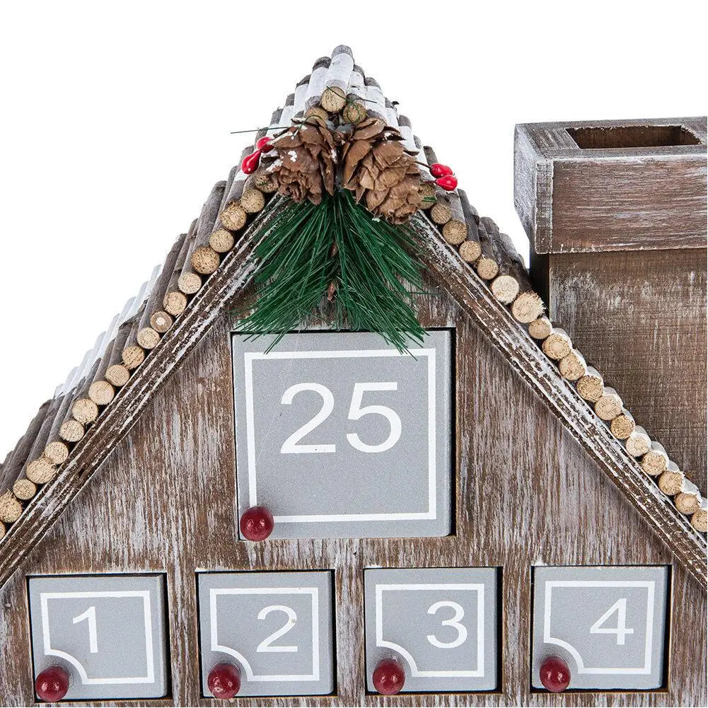 Wooden Advent Calendar With 25 Storage Drawers Christmas House Shaped