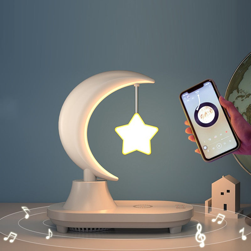 LunaTune – Wireless Moonlight Table Lamp with Bluetooth Speaker and Charging Function