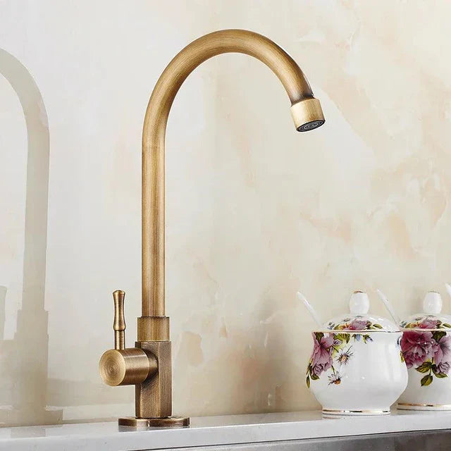 SwanFlow - Antique Kitchen Faucet with Elegant Swan Neck Design