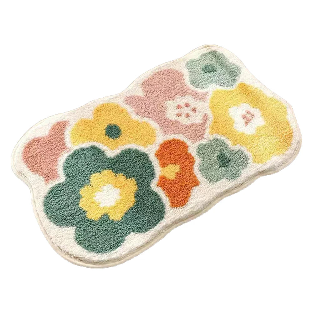 Flowered non-slip bathroom mat