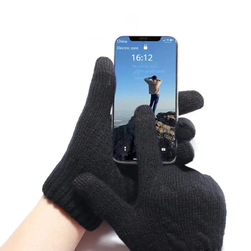 Thermal wool gloves with touchscreen - winter driving gloves