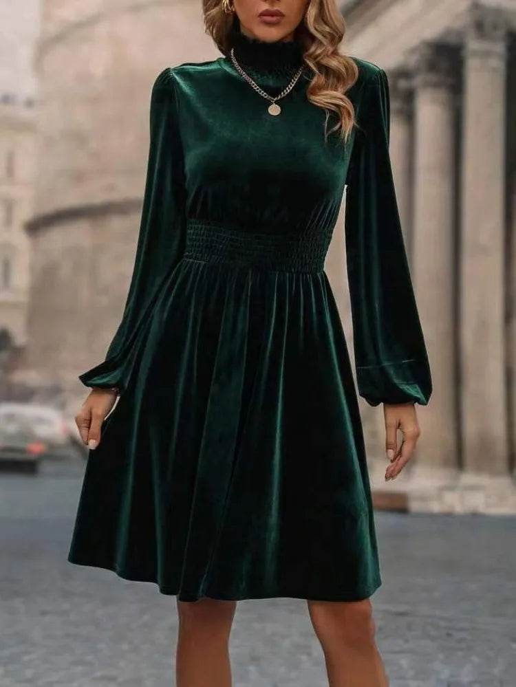 Bella Elegant Velvet Turtleneck Dress