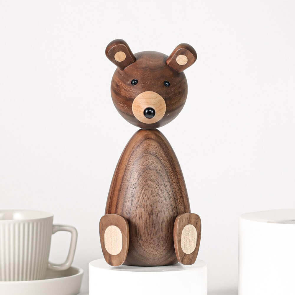 WoodlandWhimsy – Legend Bear Wooden Figure with Minimalist Charm