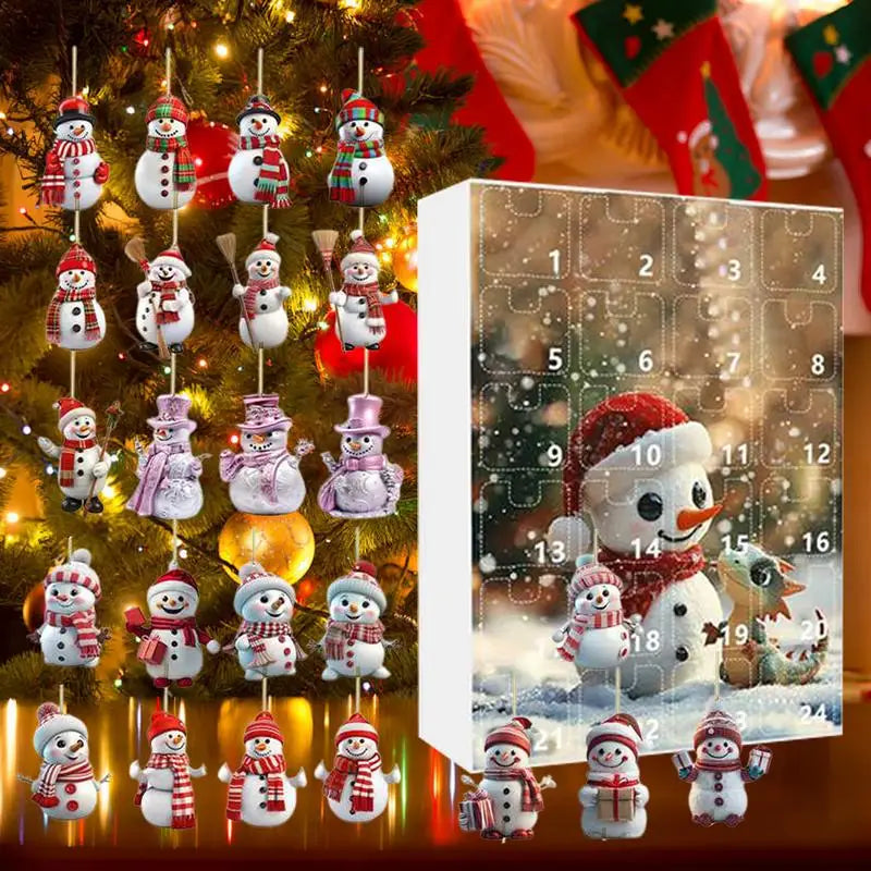 Advent Calendar 2024 Flat Acrylic Snowman Christmas Countdown