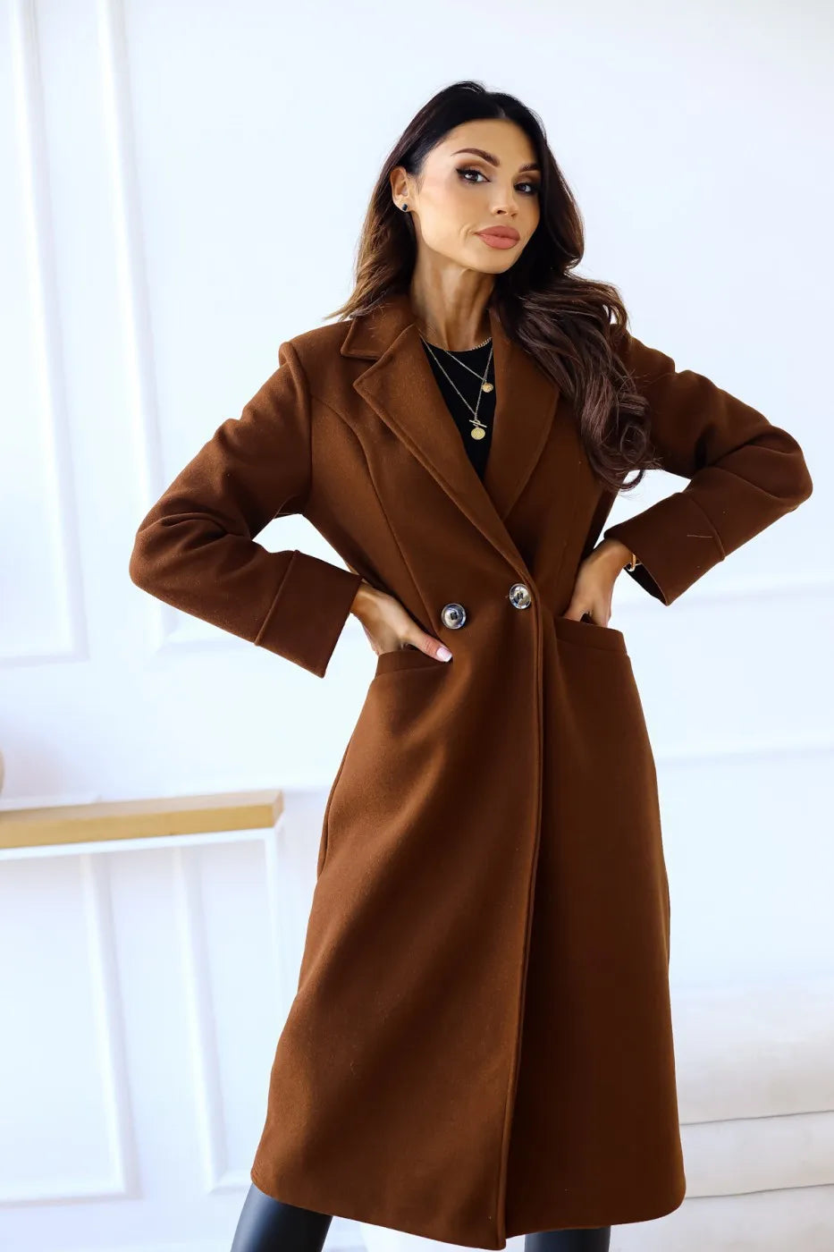 Sara long wool coat for women