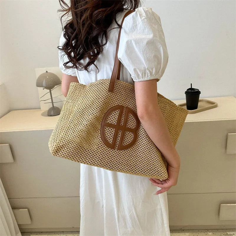 Straw Hollow Designer Casual Beach Bag