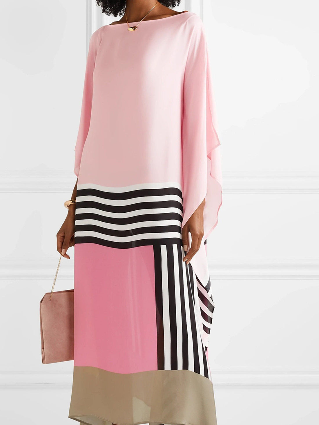 Cristy - Long geometric dress with over sleeves