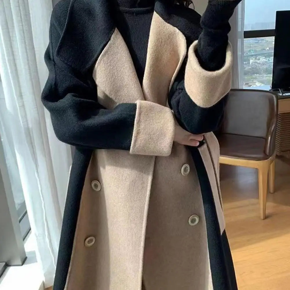 Letecia Two-Toned Wool Coat with Belt