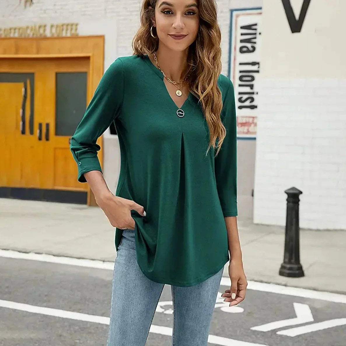 Elegance Vibe | V-Neck Stylish Women's Blouse