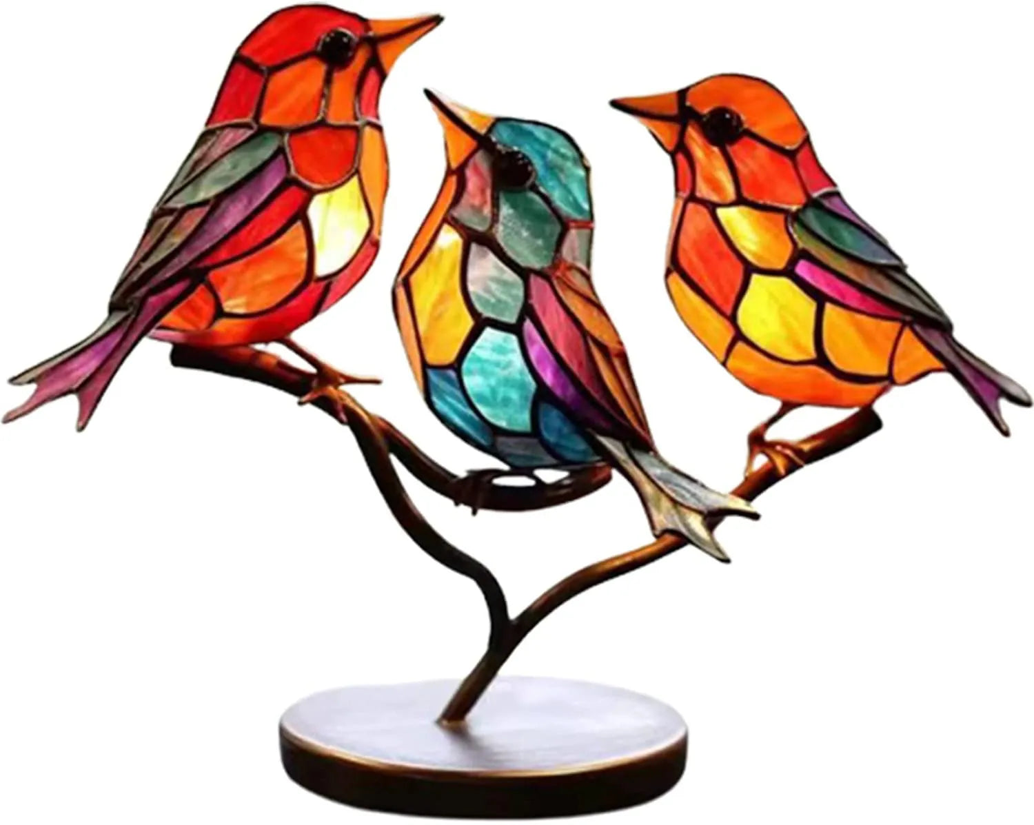 ElegantAviary | Colorful birds on branch desk ornaments