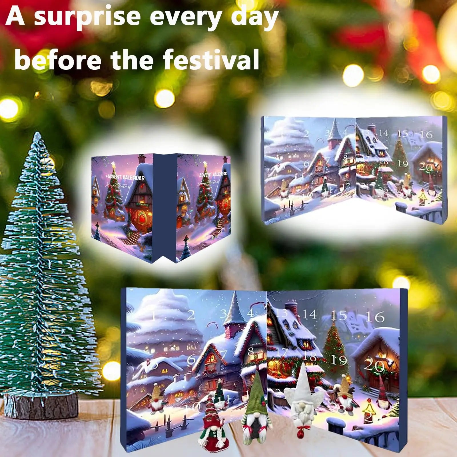 24 Day Christmas Advent Calendar with Collectible Gnome Dolls