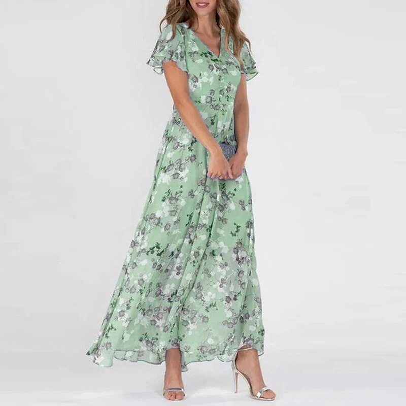 Sofie – Long Summer Dress with Flower Pattern