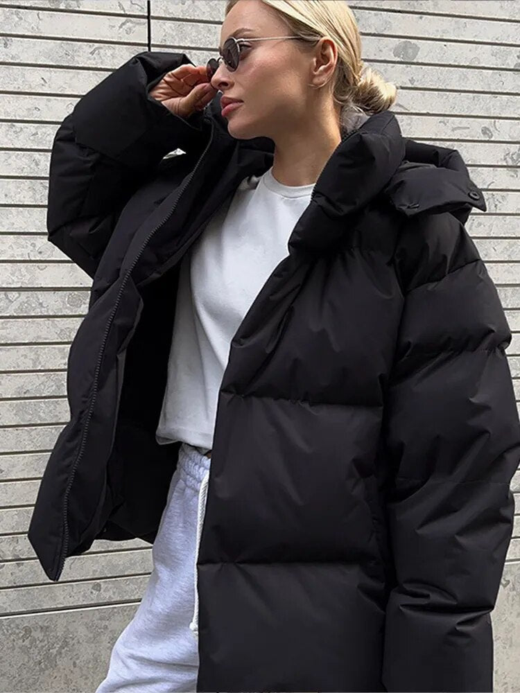 Elle Warm Long-Sleeve Oversized Jacket