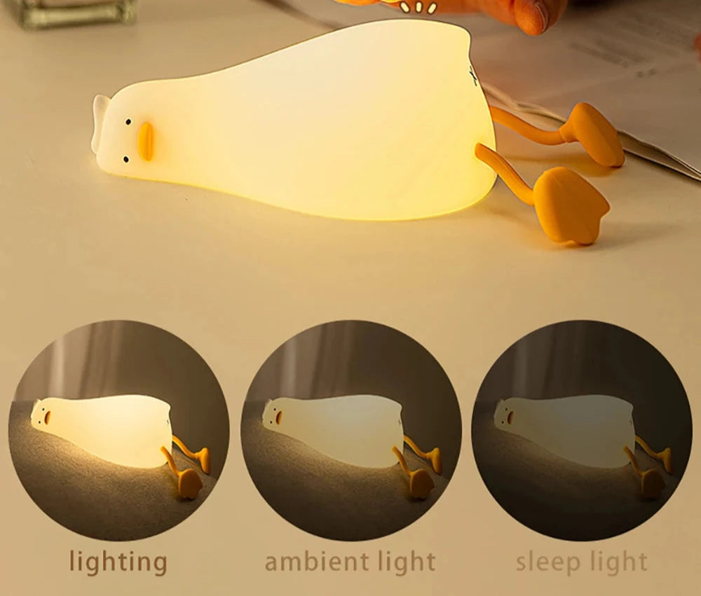 Cute Duck Nightlights Rechargeable Silicone Lamp