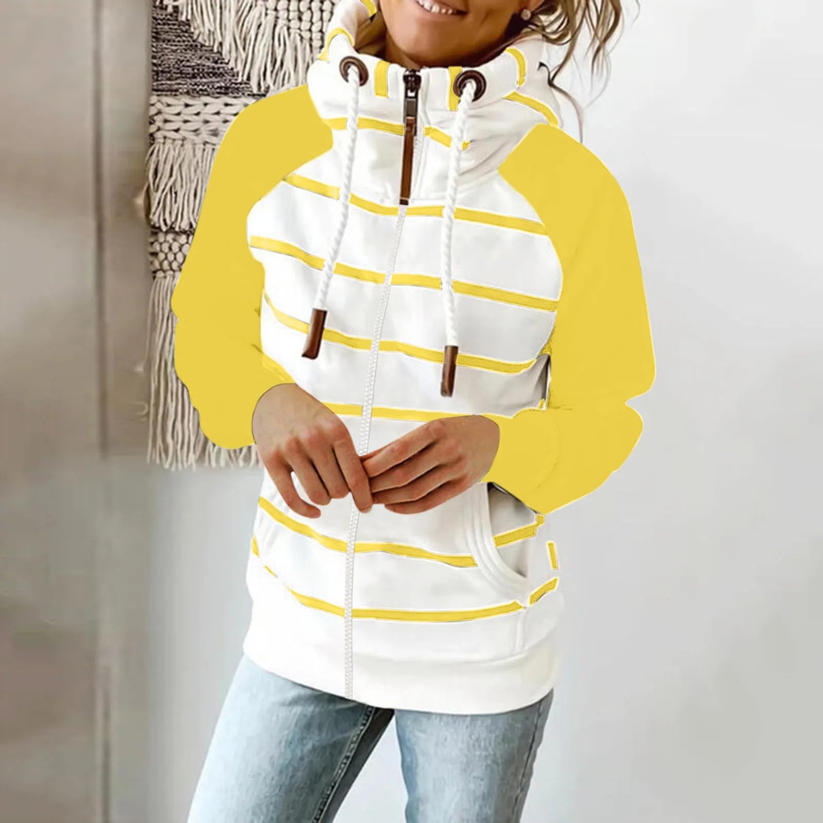 Frida - Striped hoodie with drawstring and pockets