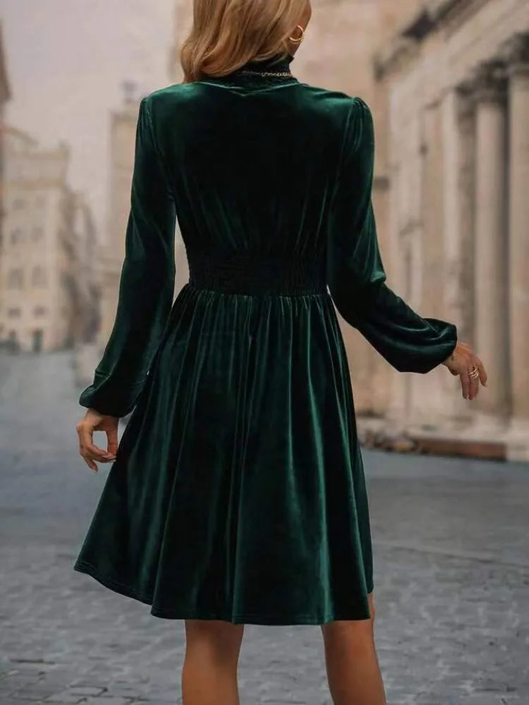 Bella Elegant Velvet Turtleneck Dress