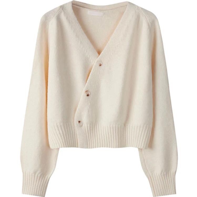 Demi | V-neck cashmere sweater with diagonal button