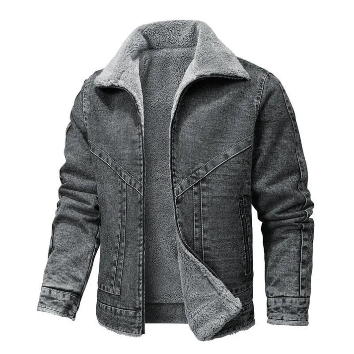 Lucas - Fleece-lined denim jacket with zipper