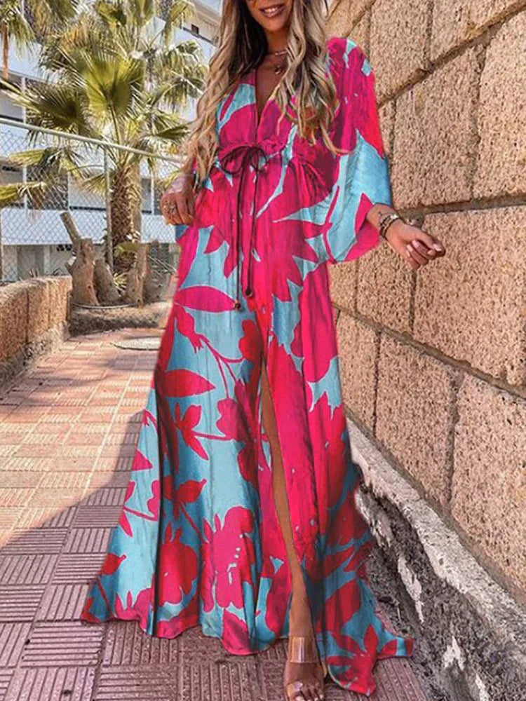 Selene - Elegant Printed Beach Cover-Up Dress